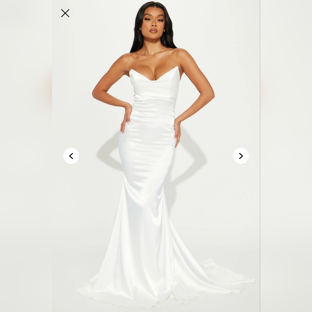 Fashion Nova Naomi Cream Satin Maxi Dress - Picture 5 of 9